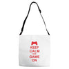 keep calm and game on Adjustable Strap Totes