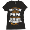 Super Cool Papa Of A Freaking Awesome Grandson Ladies Fitted T-Shirt
