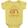 what happens in camper stays in camper vintage style camp funny Baby Bodysuit