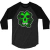 celtic green clover skull patch, irish biker patches 3/4 Sleeve Shirt