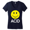 acid house smiley face 90's rave club hardcore party Women's V-Neck T-Shirt
