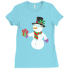 smiling snowman holding out christmas Ladies Fitted T-Shirt