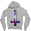 inverted galaxy cross funny  religion banter space fashion new Zipper Hoodie