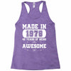 made in 1978 40 years of being awesome Racerback Tank