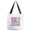 made in 1967 50 years of being awesome Tote Bags