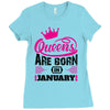 Queens Are Born in January Ladies Fitted T-Shirt