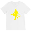 sasquatch guitar gear  funny bigfoot yeti comic monster retro V-Neck Tee
