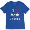 kids boys childrens i love math 1+1=11 funny V-Neck Tee