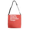 charlie uniform november tango Adjustable Strap Totes