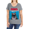 Jaws Parody Paws Ladies Curvy T-Shirt
