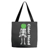 ciderhead cider drinking skeleton and apple Tote Bags