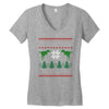 ugly dinosaur christmas Women's V-Neck T-Shirt