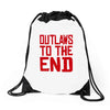 outlaws to the end 2 Drawstring Bags