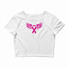 breast cancer ribbon with wing Crop Top