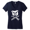 pig bacon cross bones pirate Women's V-Neck T-Shirt