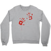 bloody hand print funny zombie kill undead blood horror killer Crewneck Sweatshirt