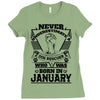 Never Underestimate Dog Rescuer Who Was Born January Ladies Fitted T-Shirt