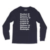 reindeer names Long Sleeve Shirts