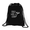 prick with a fork Drawstring Bags
