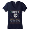 santa gemini christmas ugly t shirts Women's V-Neck T-Shirt