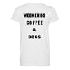 weekends coffee and dogs back Maternity Scoop Neck T-shirt