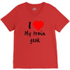 i love my train geek V-Neck Tee