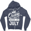 Queens Are Born In July Zipper Hoodie