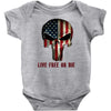skull us flag live free or die Baby Onesie
