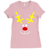 reindeer face novelty christmas Ladies Fitted T-Shirt