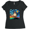 Totoro Van Gogh Parody Women's Triblend Scoop T-shirt