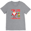 touch my elf christmas fun and naughty V-Neck Tee