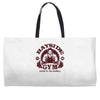 saved by the barbell Weekender Totes
