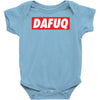 dafuq slogan box logo Baby Onesie