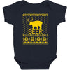 ugly sweater party beer bear funny Baby Bodysuit