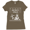 christmas funny dog &amp; snowman Ladies Fitted T-Shirt