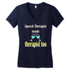 speech therapist needs wine therapy too Women's V-Neck T-Shirt