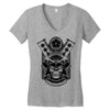 samurai skull Women's V-Neck T-Shirt