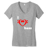 i love heart bass guitar music Women's V-Neck T-Shirt