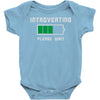 low battery introvert pun humor Baby Onesie