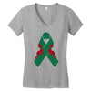liver ribbon and rose Women's V-Neck T-Shirt