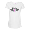 angel wing believe breast cancer Maternity Scoop Neck T-shirt