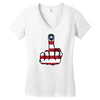Middle Finger USA Flag Women's V-Neck T-Shirt