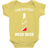 low battery   need beer Baby Onesie