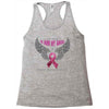 my hero is now my angel breast cancer awareness Racerback Tank