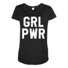 girl power white logo Maternity Scoop Neck T-shirt