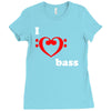 i love heart bass guitar music Ladies Fitted T-Shirt