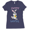 Bunny Happy Easter Ladies Fitted T-Shirt