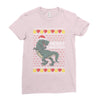 ugly dinosaur merry christmas Ladies Fitted T-Shirt