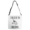 i believe in unicorns Adjustable Strap Totes