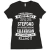 Super Cool Stepdad Of A Freaking Awesome Grandson Ladies Fitted T-Shirt
